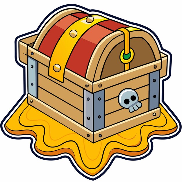 Vector a cartoon image of a wooden box with a red and yellow handle