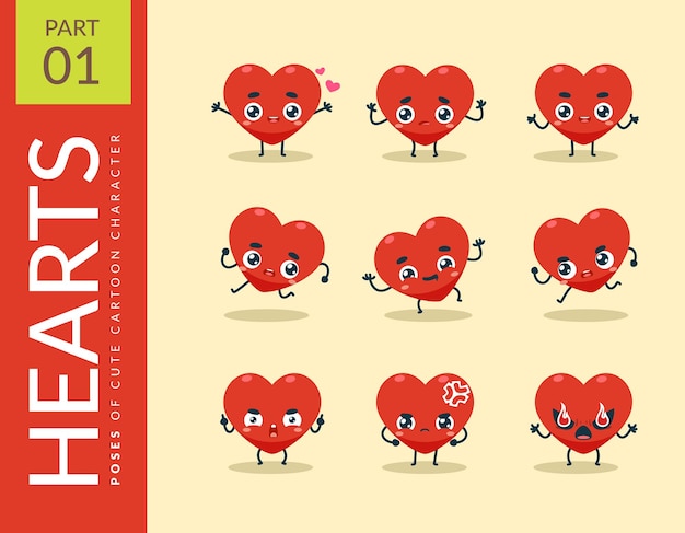 Cartoon images of The Red Heart. set.