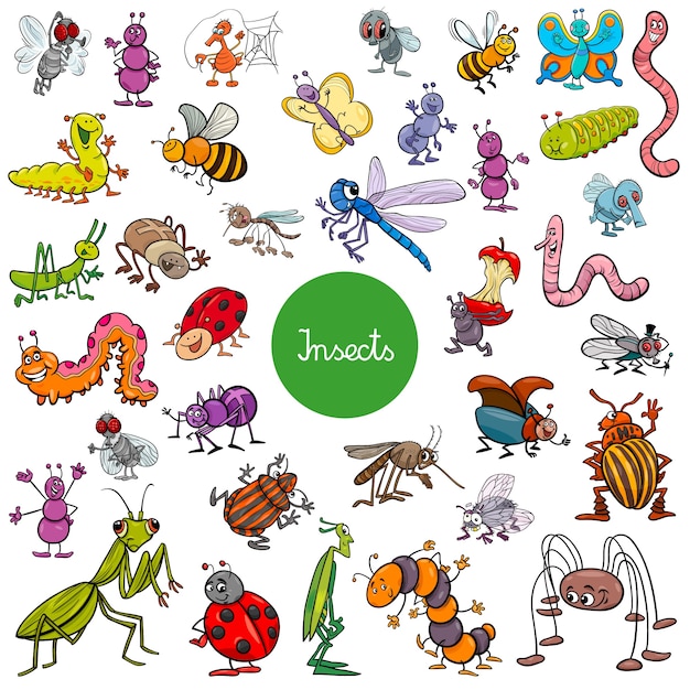 cartoon insects animal characters big set