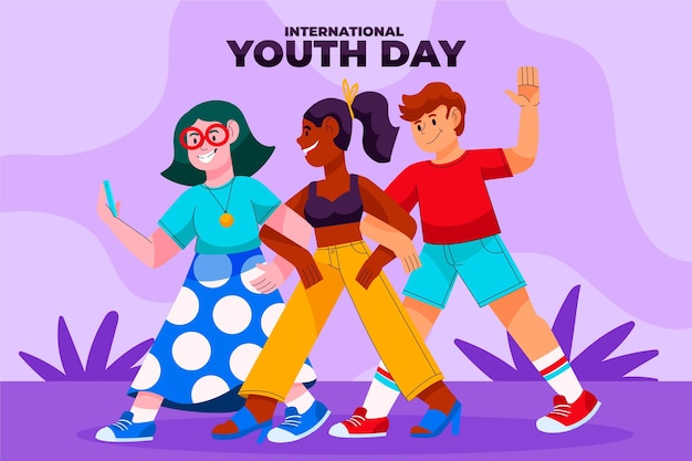 Cartoon international youth day illustration