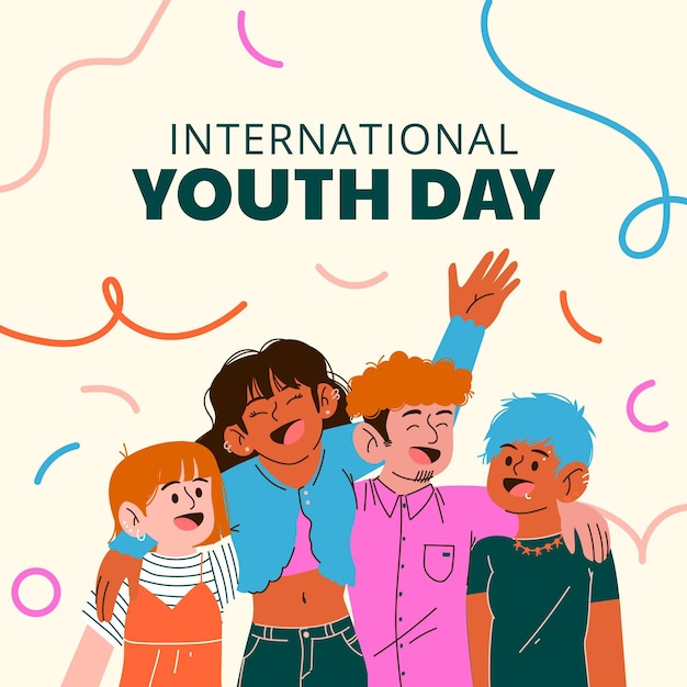 Cartoon international youth day illustration