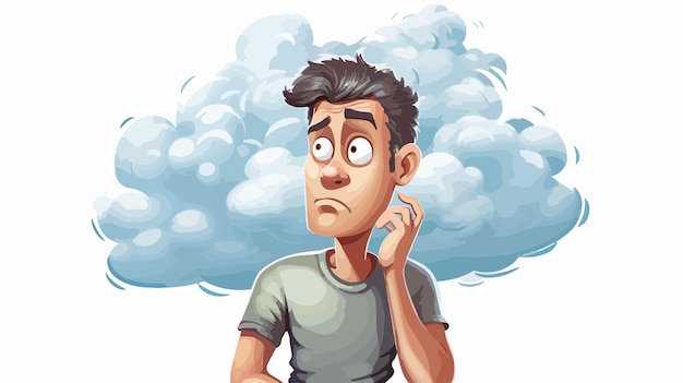 Cartoon Jaded Man with Thought Bubble Stock Illustration