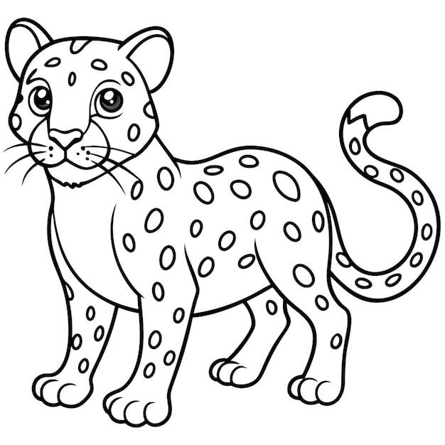 Vector cartoon jaguar coloring book vector illustration line art