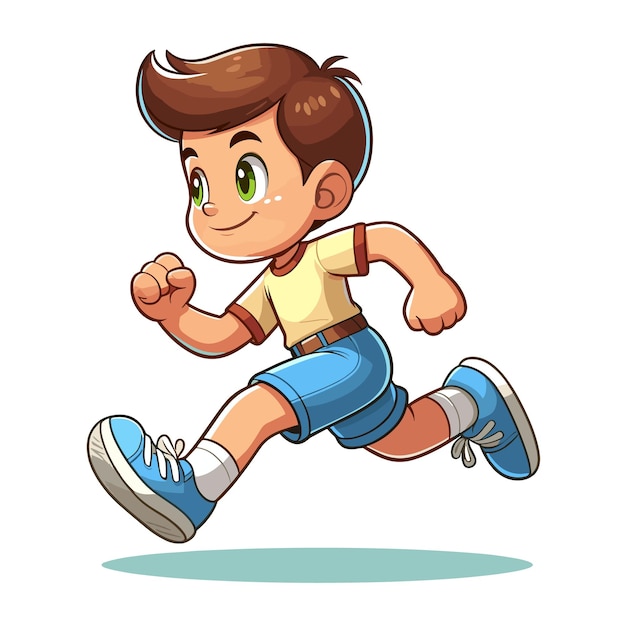 Vector cartoon jogging kid vector illustration