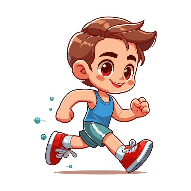 cartoon jogging kid vector illustration