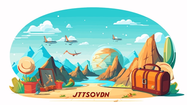 Cartoon Journey Illustration for Travel Adventures