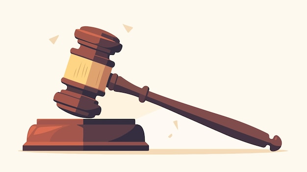 Vector a cartoon of a judges gavel and a symbol of justice