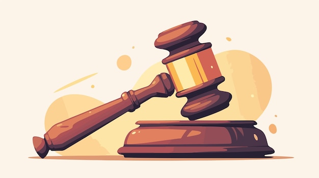 Vector a cartoon of a judges gavel and a symbol of justice