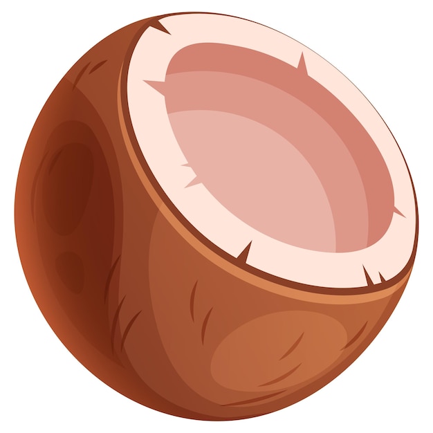 Cartoon juicy coconut on transparent background