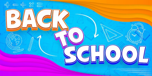 Cartoon Kids Back To School Vector Abstract Editable Banner