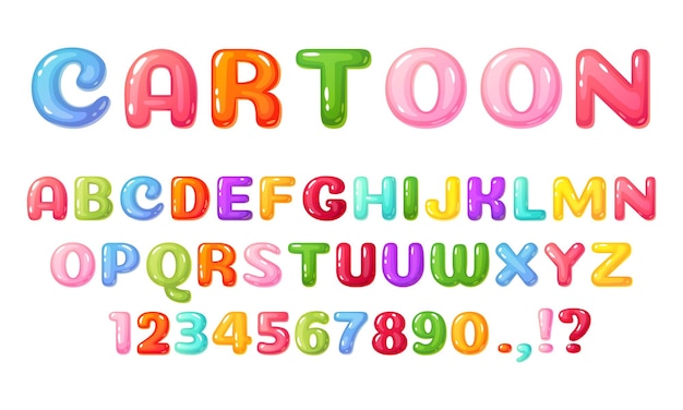 Cartoon kids font colorful comic alphabet for children