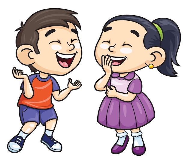 Cartoon kids laughing