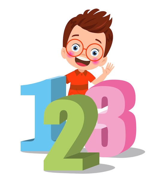 Vector cartoon kids with 123 numbers vector image