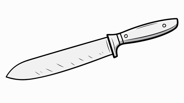 Vector cartoon kitchen knife line drawing stock illustration