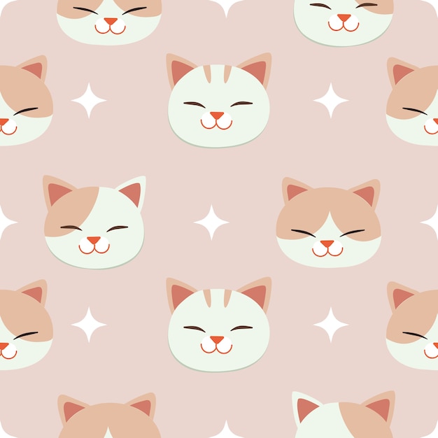 Cartoon kitten seamless pattern