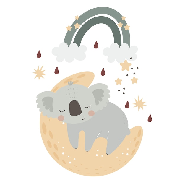 cartoon koala moon decorative elements