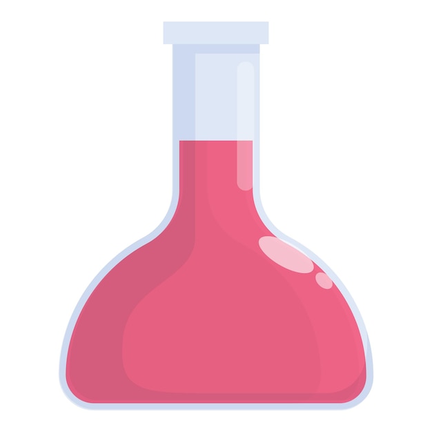 Vector cartoon lab flask with pink liquid