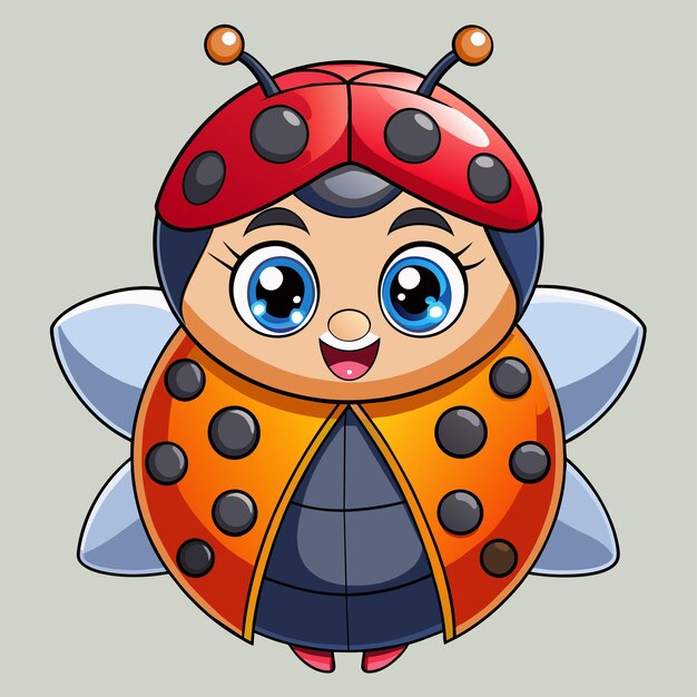 Vector a cartoon of a lady bug with a ladybug on its back