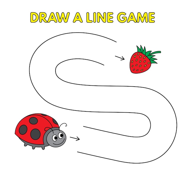 Cartoon Ladybug Draw a Line Game for Kids