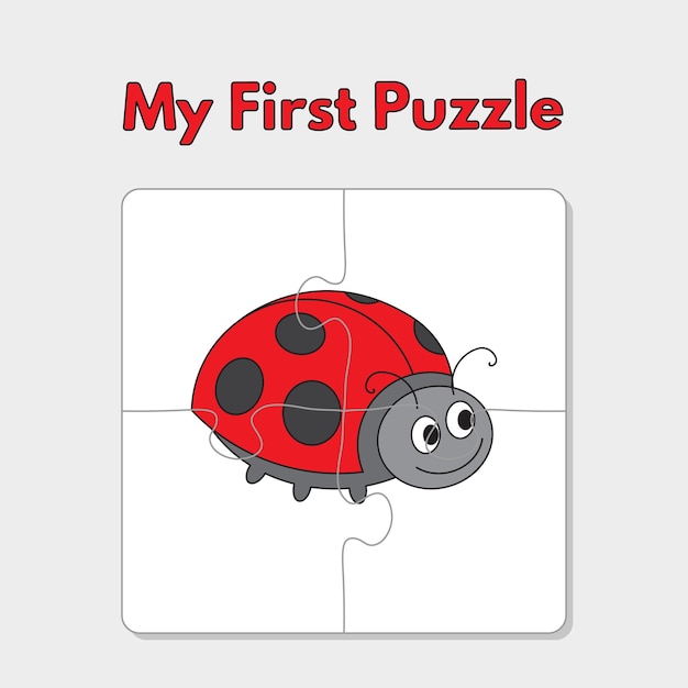 Cartoon Ladybug Puzzle Template for Children