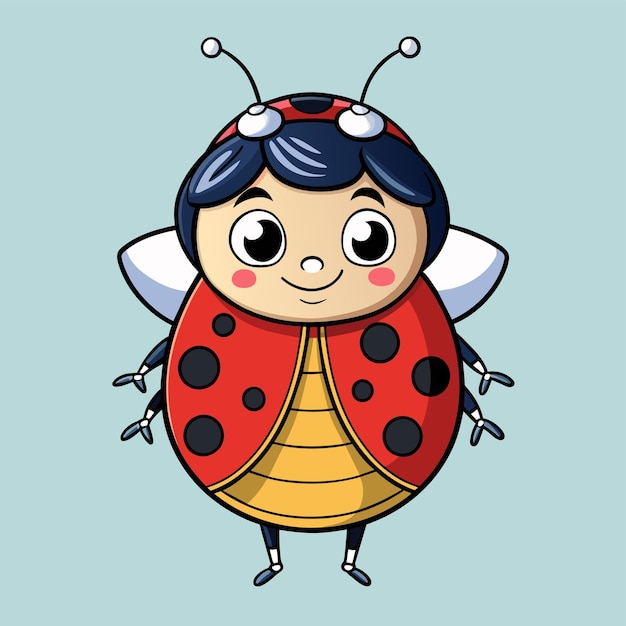 Vector a cartoon of a ladybug with a ladybug on its head