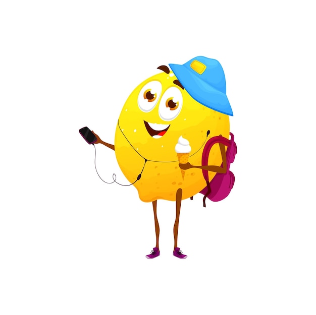 Cartoon lemon character isolated citrus fruit