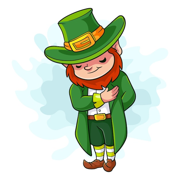 Cartoon leprechaun on white background