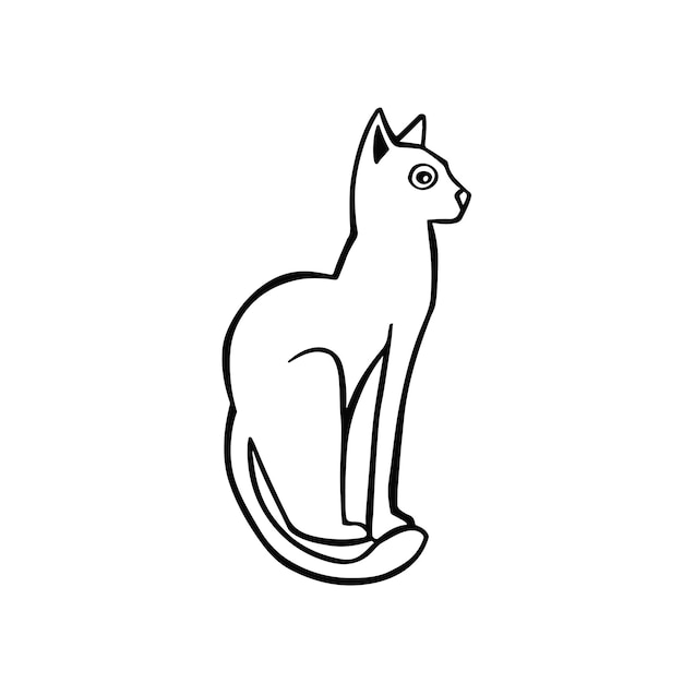 Cartoon line sketch graceful cat vector