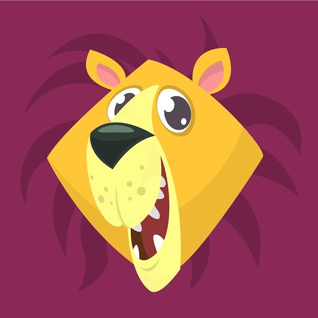 Cartoon lion head face avatar Vector Illustration