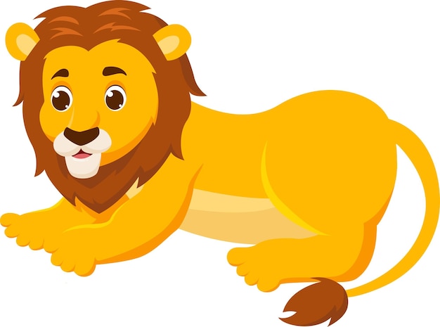 Cartoon lion sitting on white background