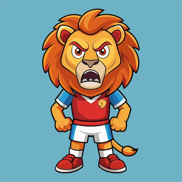 Vector cartoon of a lion wearing a shirt with the word angry on it