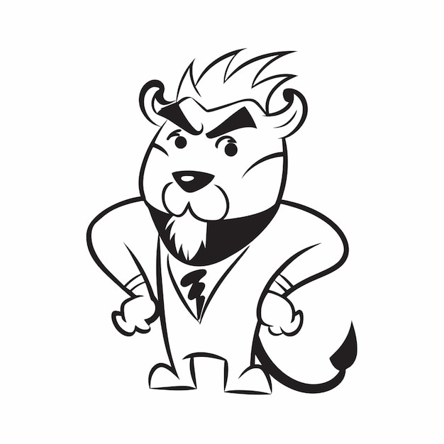 Vector a cartoon of a lion with a tie on it