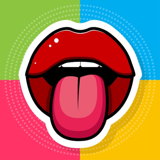 Cartoon lips Pop art poster Pop Art stickers Vector illustration