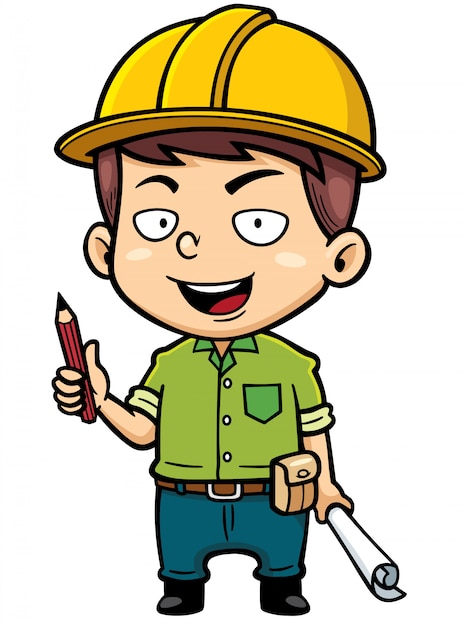 Cartoon little Architect