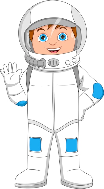 cartoon little boy in astronaut costume