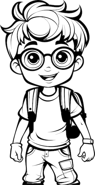 Vector cartoon little boy vector coloring page