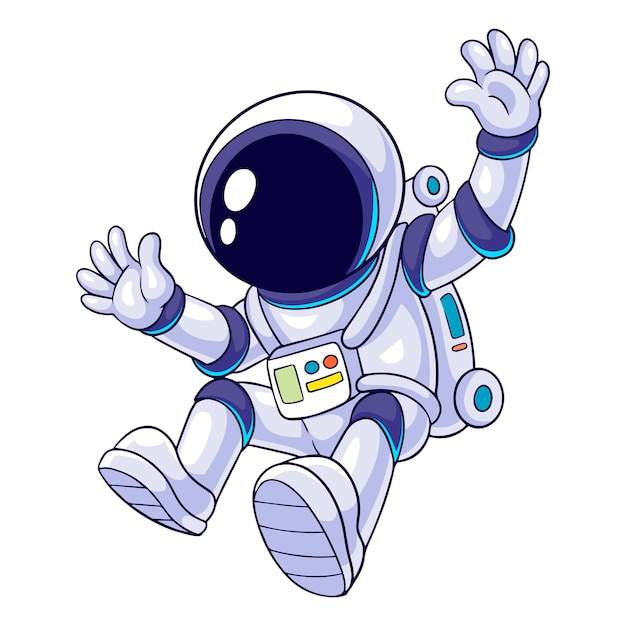 Cartoon little boy wearing astronaut costume