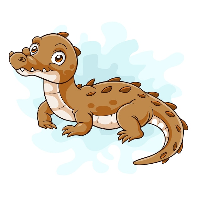 Cartoon little crocodile on white background