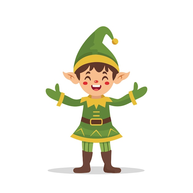 a cartoon of a little elf with a green hat and a green belt