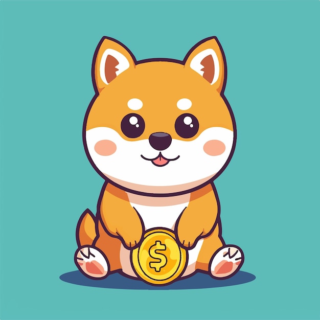 a cartoon of a little fox with a gold coin in his hand