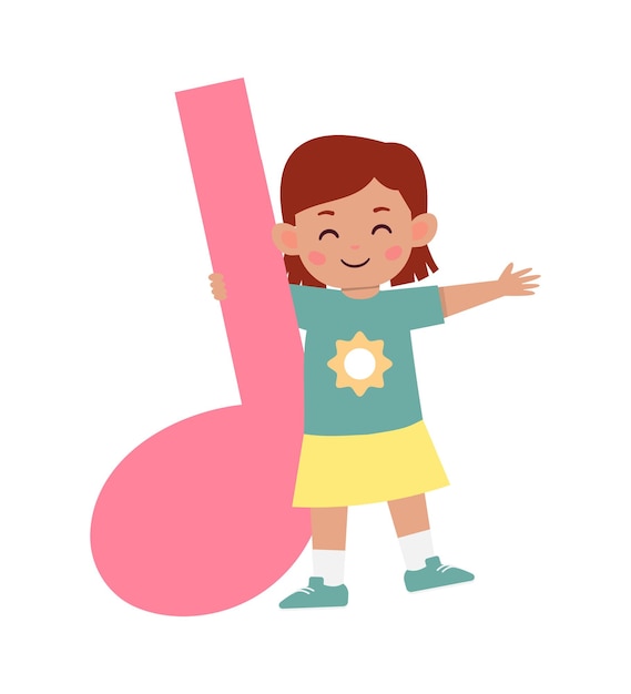 Cartoon little kids with music notes