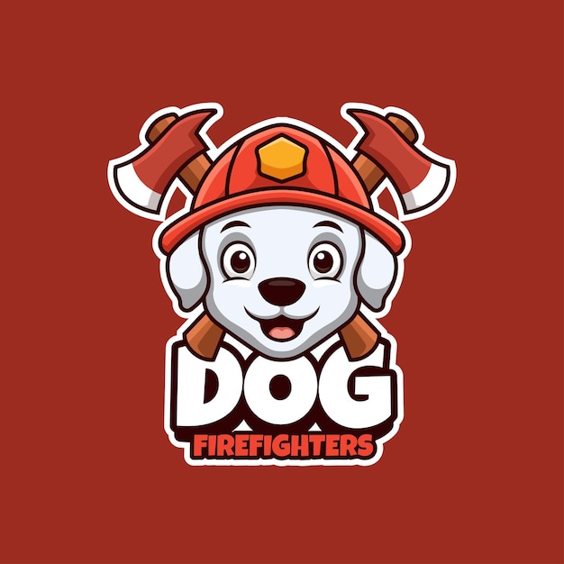 Cartoon logo for firefighters with cute dog mascot