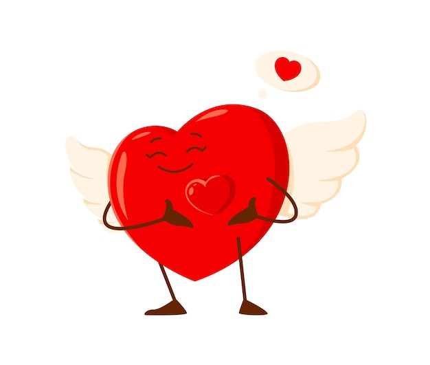 Vector cartoon love heart angel character send a love