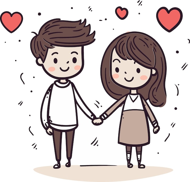 Cartoon Lovebirds Couple Vector Drawing Warm Affection Vector Couple Illustration