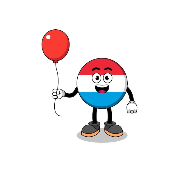 Cartoon of luxembourg holding a balloon character design