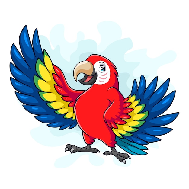 Cartoon macaw bird on white background