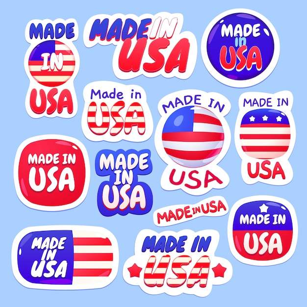 Cartoon made in usa stickers collection