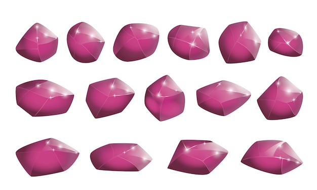 Vector cartoon magic gems and natural minerals trophy game assets vector illustration