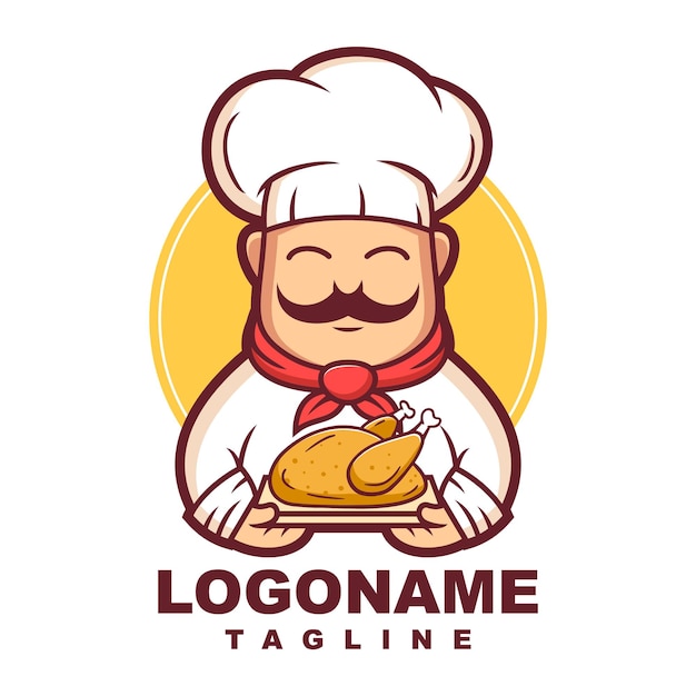 Cartoon Male chef logo template cartoon chef logo