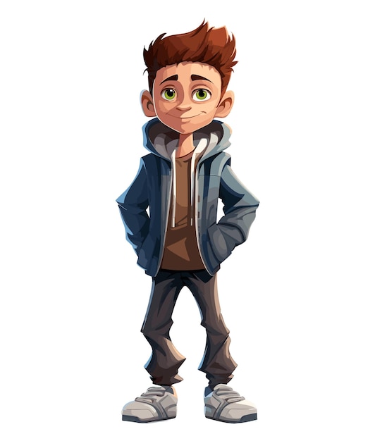 Cartoon male teenager character vector illustration